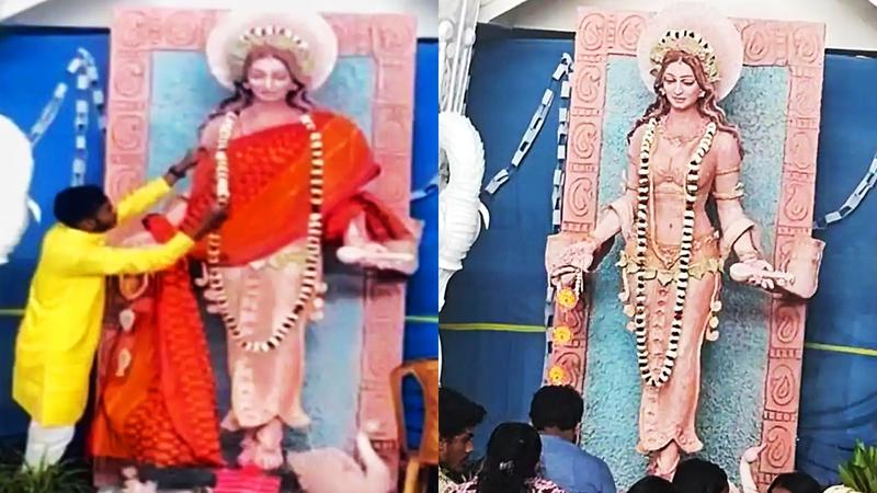 Bajrang Dal, VHP supporters compel puja organisers to drape Saraswati idol with saree in Tripura