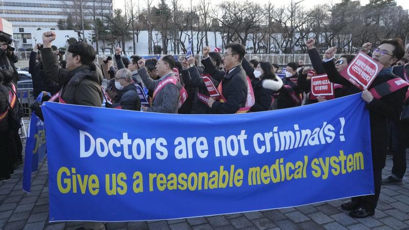 Doctors at a rally in South Korea. 