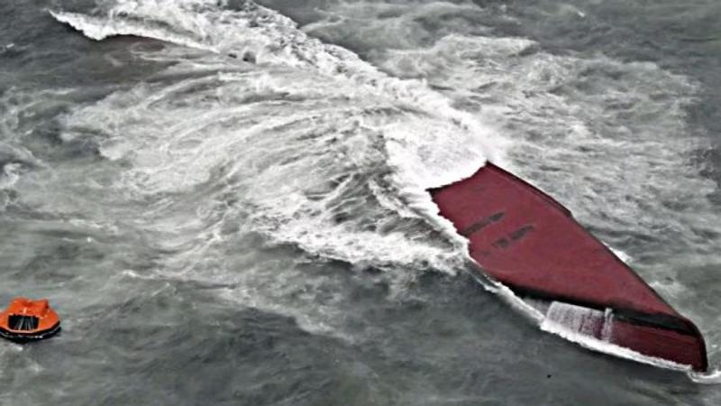 The ship later completely capsized, the coast guard said.