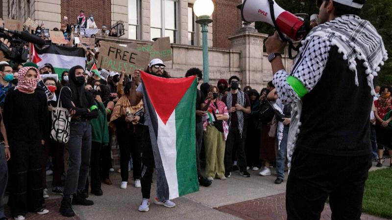 Pro-Palestinian protestors at Columbia University. 