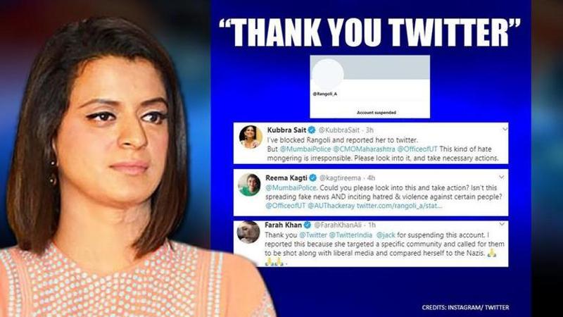 Rangoli Chandel's Twitter account suspended after celebrities flag controversial post