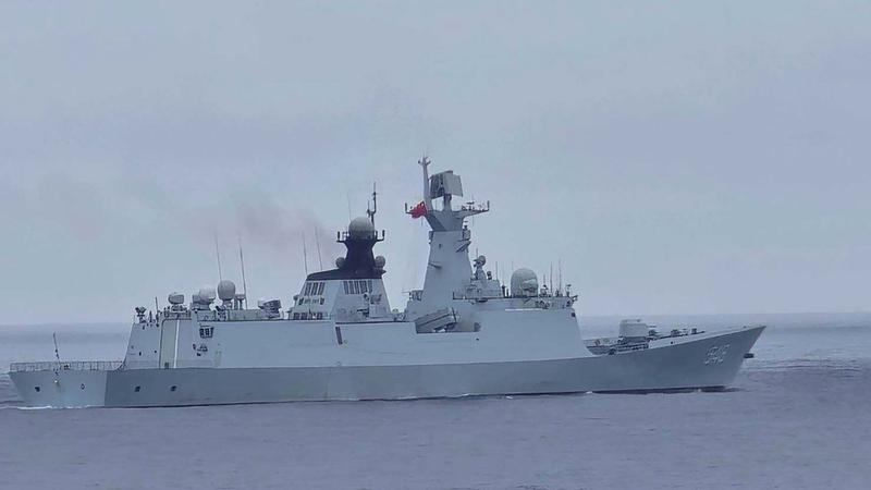 In this photo released by the Taiwan Coast Guard, a Chinese navy vessel identified as the Chinese Missile Frigate FFG 548 is seen near the Pengjia Islet north of Taiwan