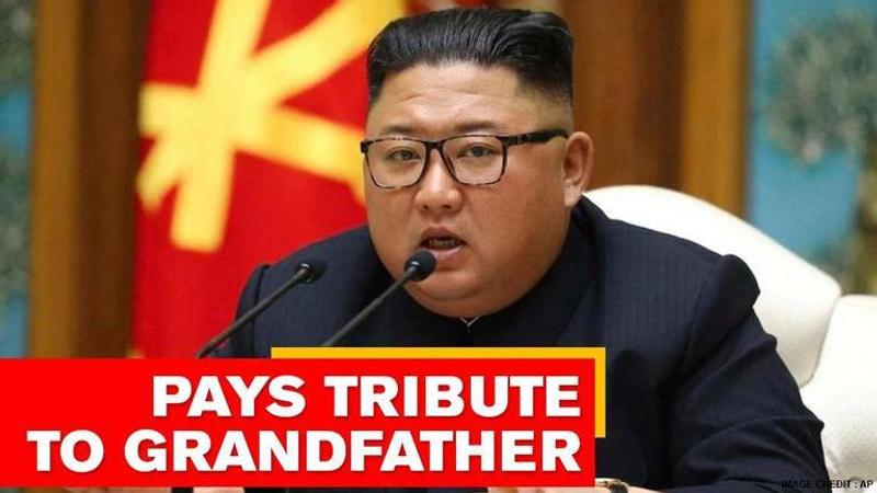 North Korean leader Kim Jong-un pays tribute to grandfather