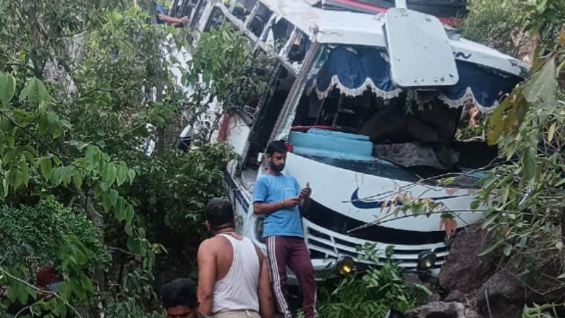 Bus falls in gorge after suspected terrorists attack in Reasi district of J&K
