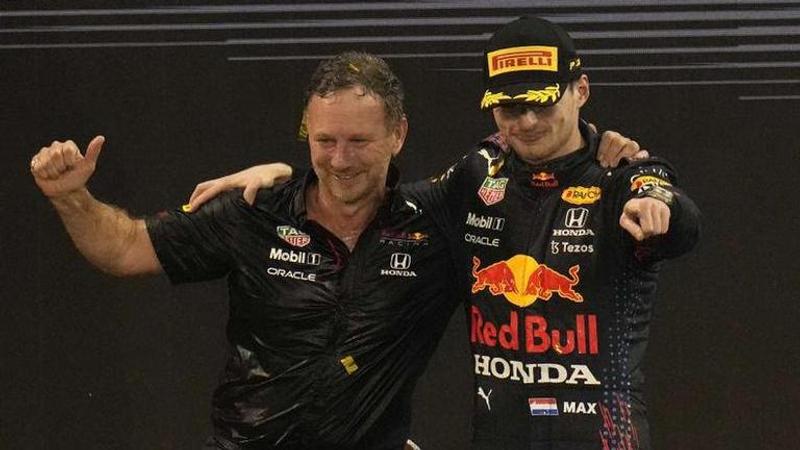 Red Bull Racing's Christian Horner and Max Verstappen