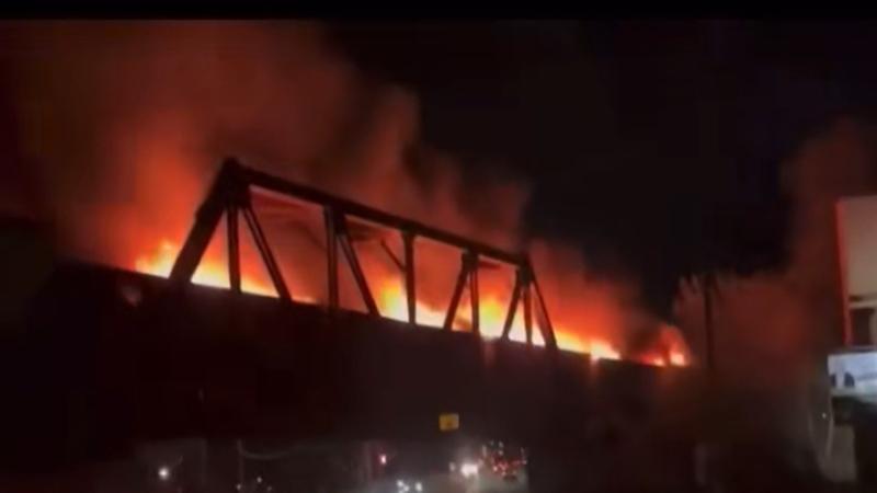 Burning train barrels through Ontario city