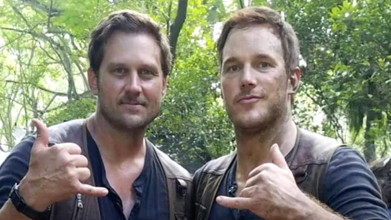 Chris Pratt with his stunt double