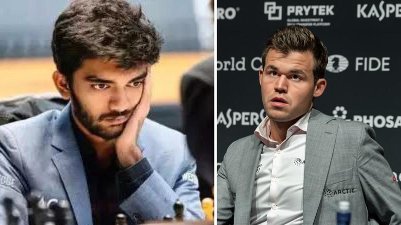 D Gukesh and Magnus Carlsen