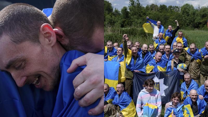 The Ukrainian POWs, including four civilians, were returned on several buses that drove into the northern Sumy region.