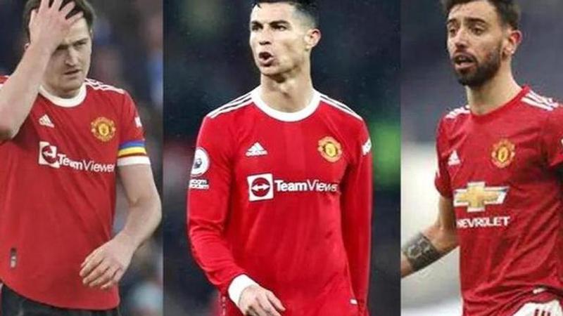 Harry Maguire, Cristiano Ronaldo and Bruno Fernandes