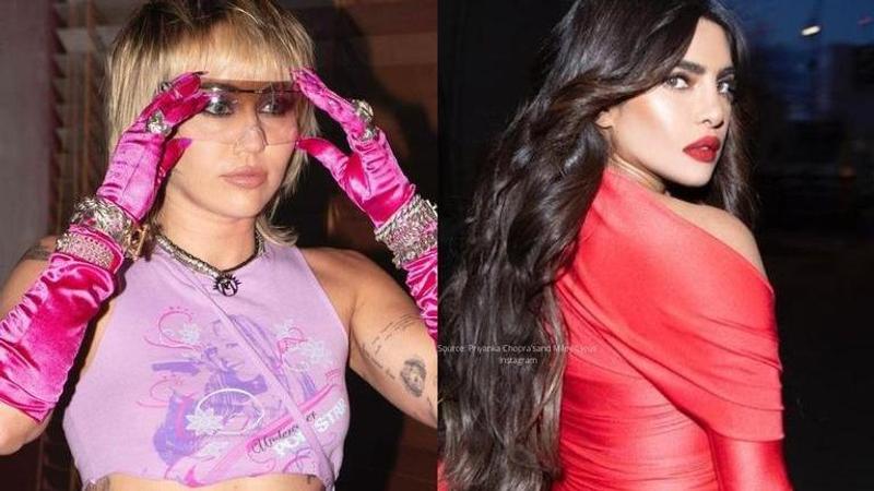 Image source: Miley Cyrus and Priyanka Chopra's Instagram