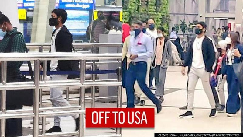 Dhanush's airport pics, videos surface online before leaving for USA for 'The Gray Man'