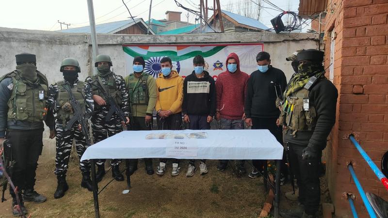 Kulgam Police along with 1RR and 18 BN CRPF arrested four terrorist associates and recovered  arms and ammunition  from their possession.