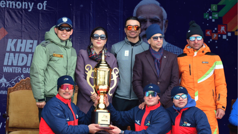 Army team that won the team championship of the Khelo India Winter Games 2024 that concluded in Gulmarg on Sunday.