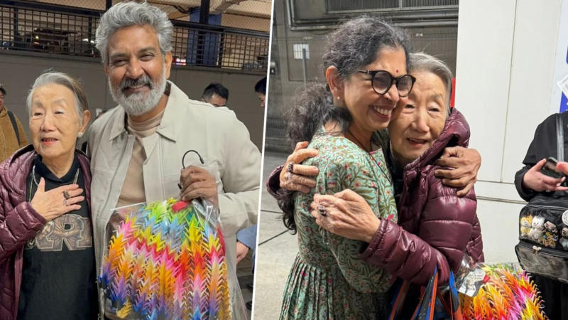 Rajamouli with a special fan in Japan