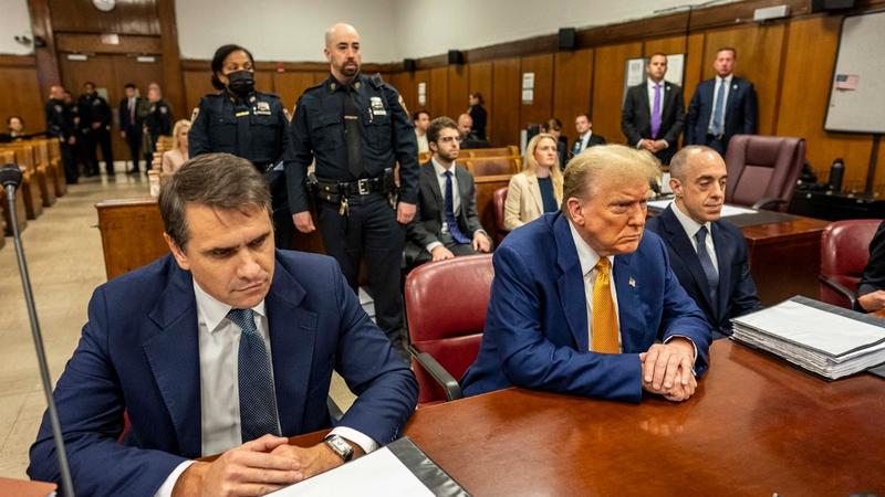 Former US President Donald Trump inside Manhattan Criminal Court, Thursday, May 2 2024. 