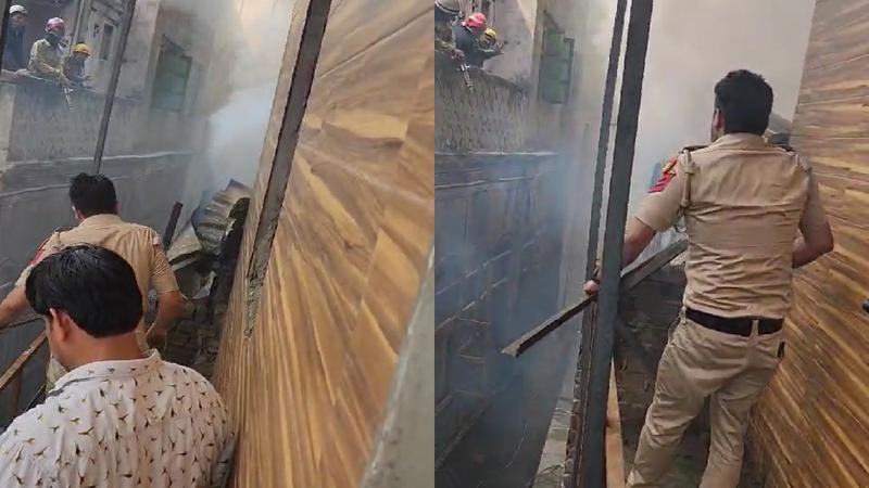 Fire at a saree shop in Delhi's Chandni Chowk