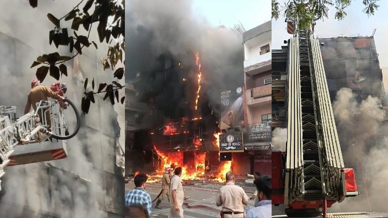 Massive fire broke out at a commercial building in Northeast Delhi's Jyoti Nagar area
