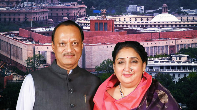 Ajit Pawar along with wife Sunetra Pawar