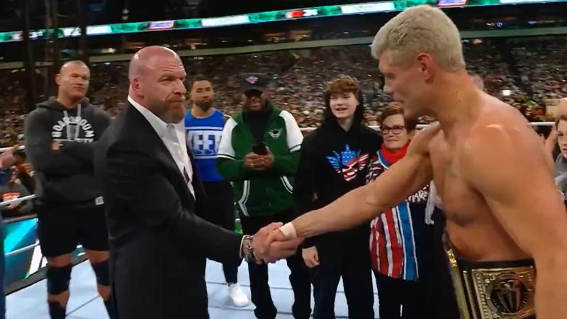 WWE WrestleMania 40: Cody Rhodes shakes hands with Triple H