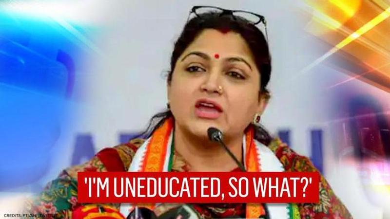 Kushboo SundarKushboo Sundar hit backs at comments on qualifications, says, 'I'm uneducated, so what?'