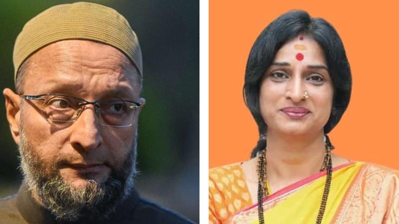 AIMIM Chief Asaduddin Owaisi(L) and BJP MP Candidate Madhavi Latha