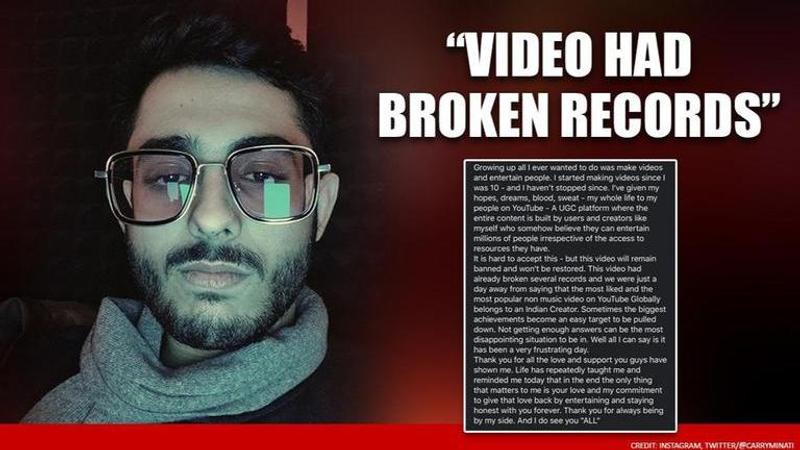 CarryMinati breaks silence after deletion of TikTok Vs YouTube video creates a storm