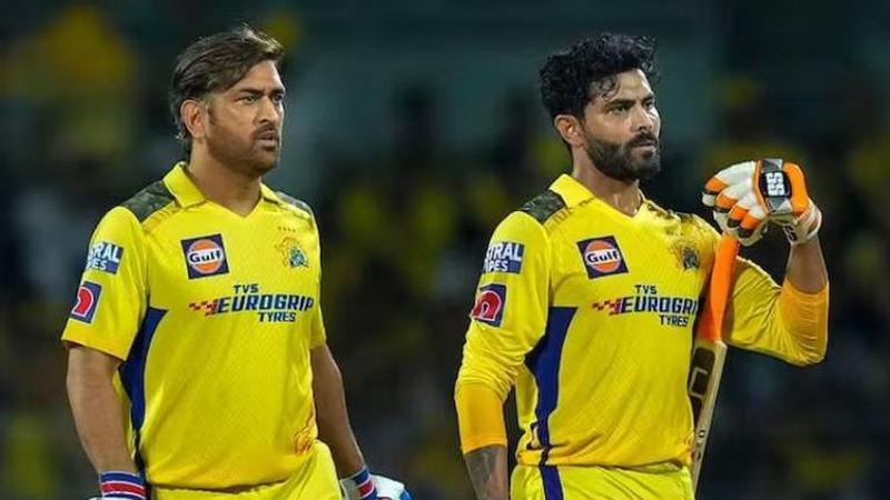 Chennai Super Kings' Mahendra Singh Dhoni and Ravindra Jadeja